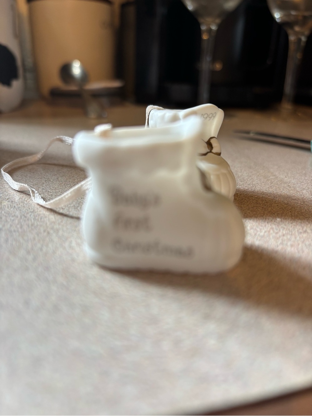 Enesco Precious Moments White Porcelain Baby Booties with Gold Accents - Picture 4 of 5